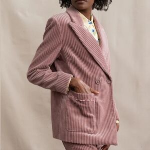 ELLIE MAE Louis Corduroy Blazer Jacket  Sz 4 Oversize Dusty Rose